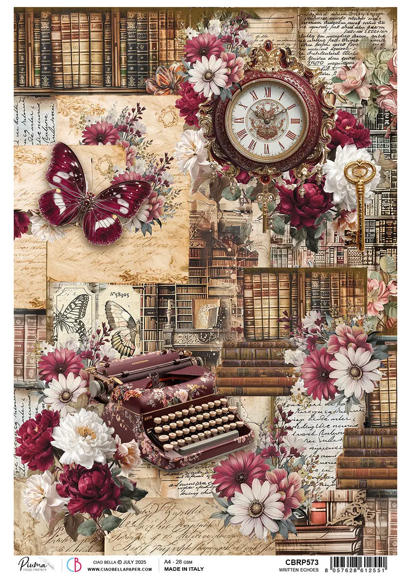 Book Lovers Rice Paper A4 Written Echoes - 5 Sheets 1