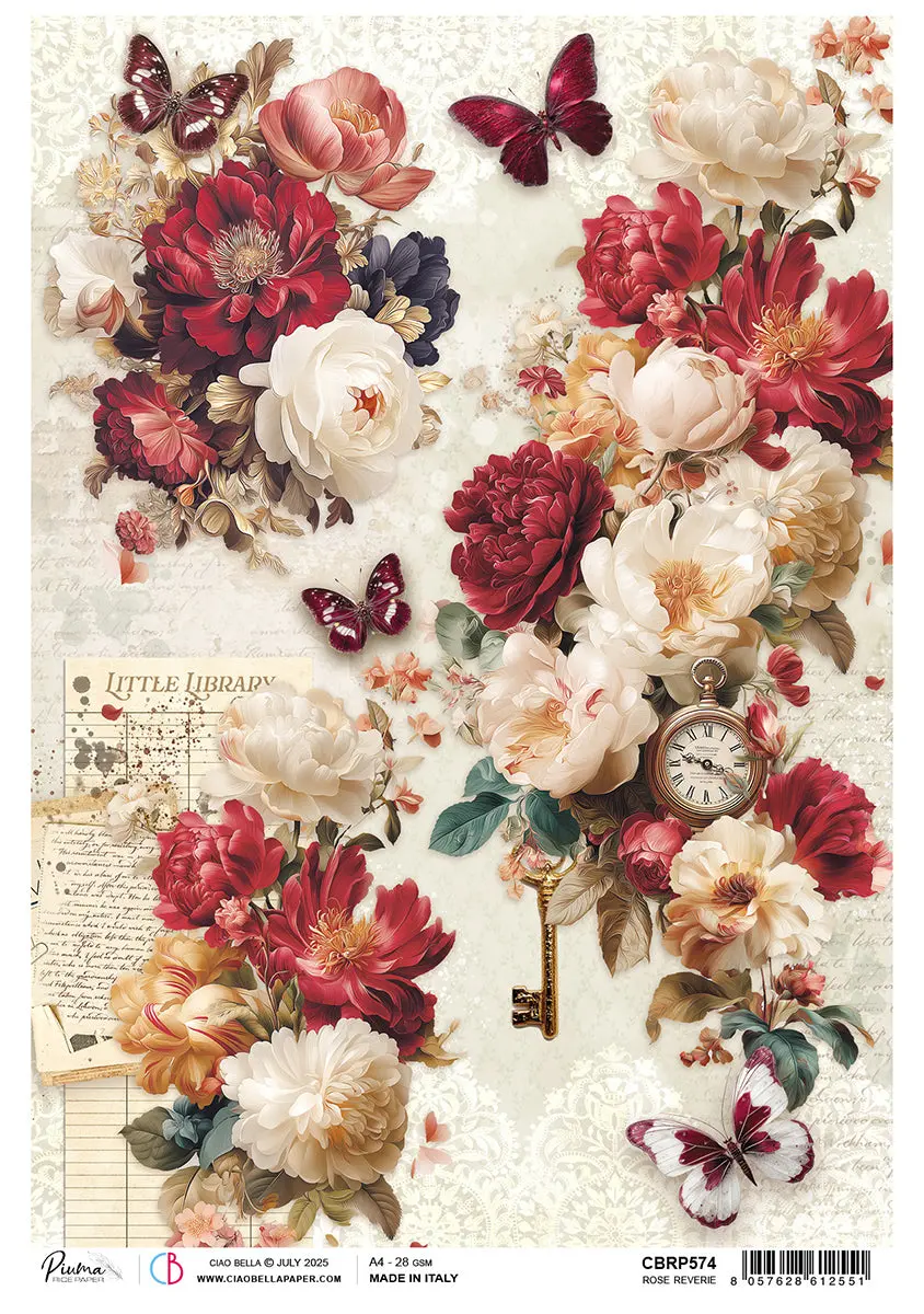 Book Lovers Rice Paper A4 Rose Reverie - 5 Sheets 1