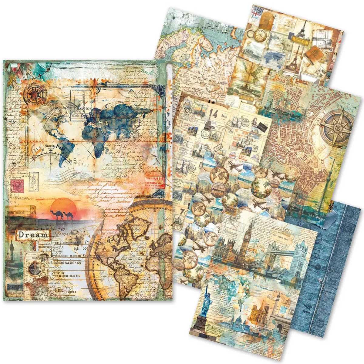 Rice Paper A5 Mixed 8/Pkg Wanderlust 1