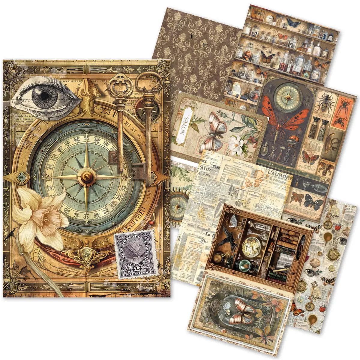 Rice Paper A5 Mixed 8/Pkg Cabinet Of Curiosities 1