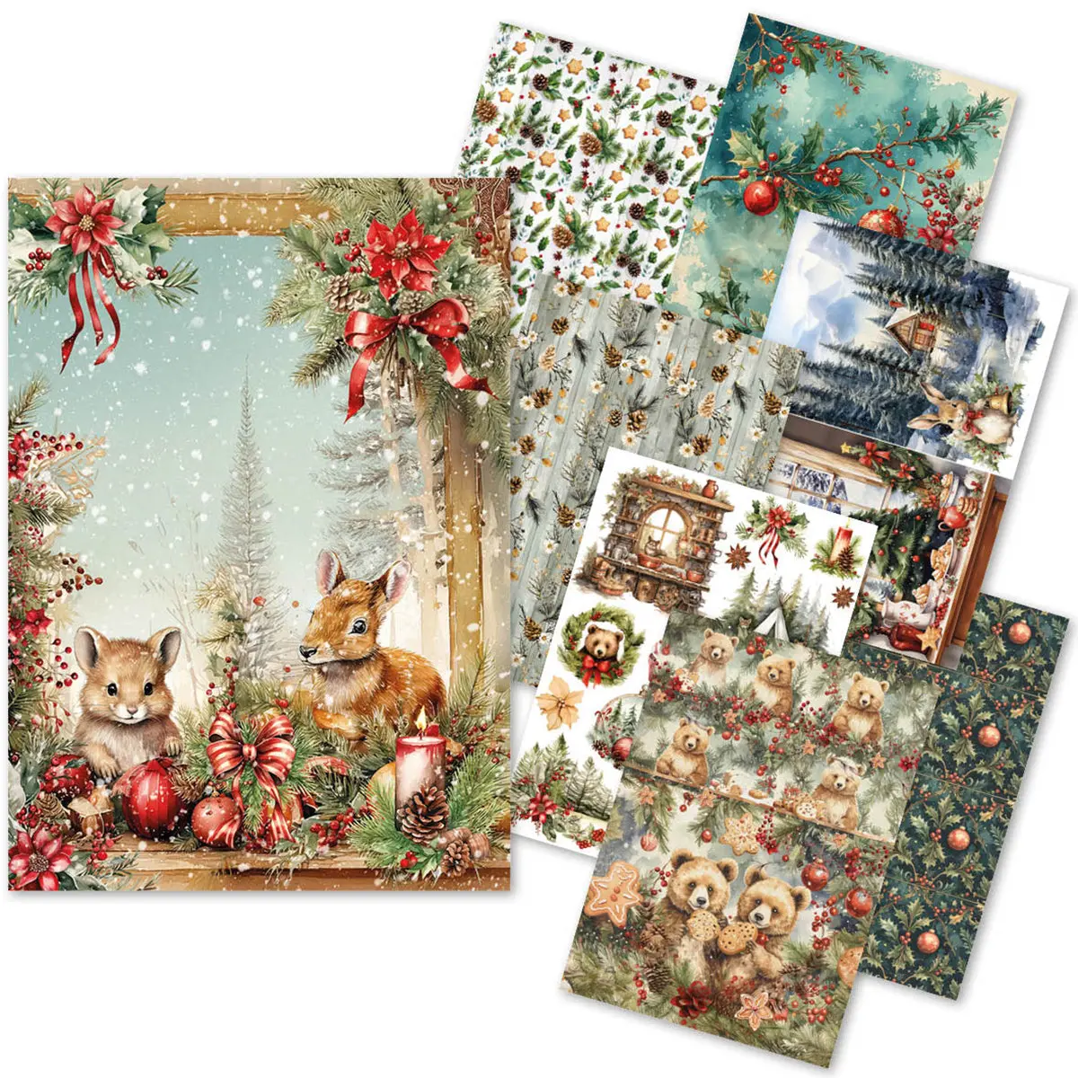Rice Paper A5 Mixed 8/Pkg Hot Cocoa & Holly 1