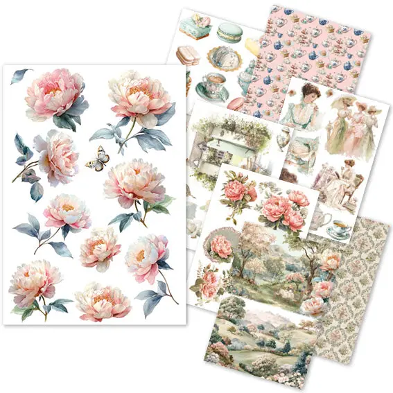 Rice Paper A5 Mixed 8/Pkg Afternoon Tea 1
