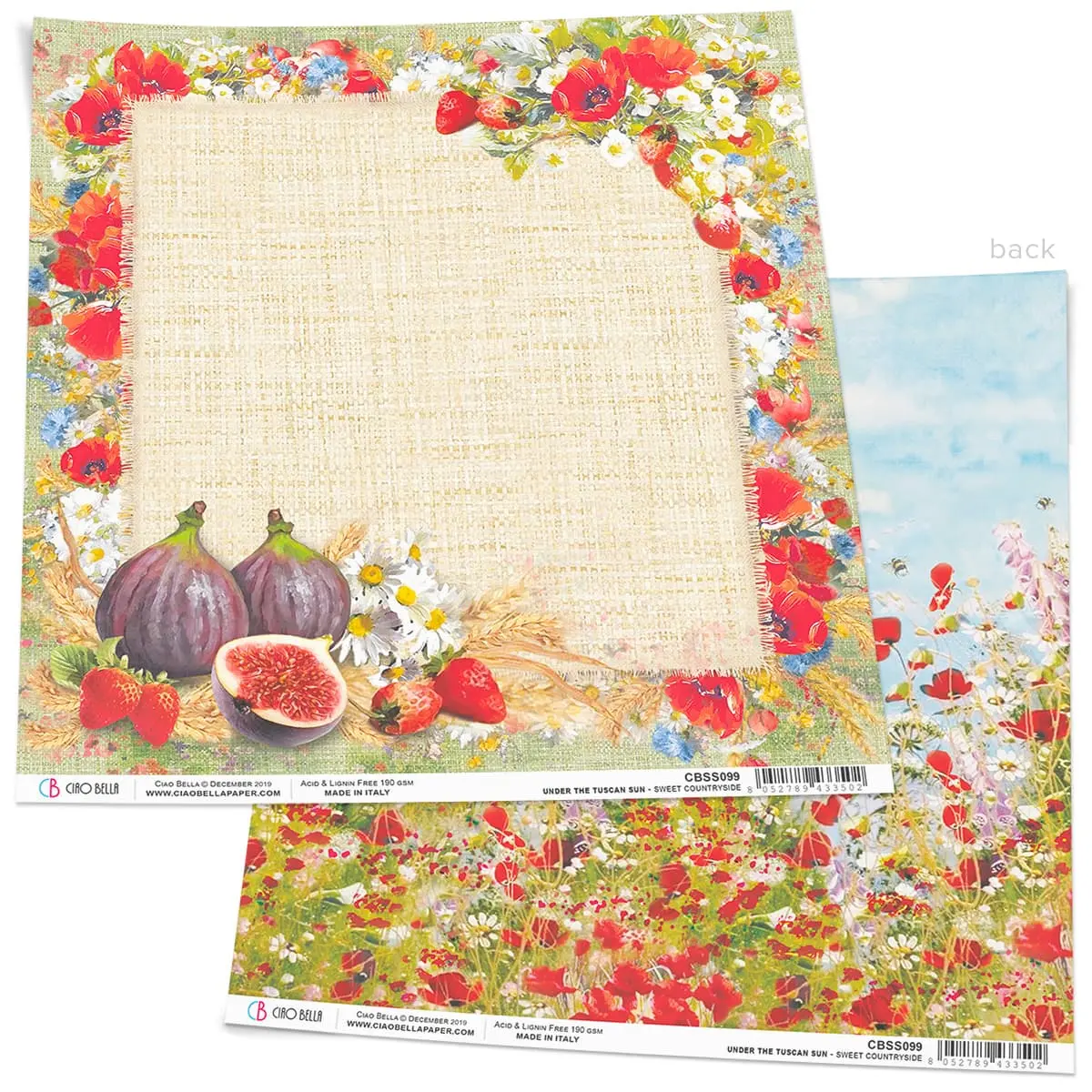 Ciao Bella Sweet Countryside Paper Sheet 12"X12" 1 Sheet 1