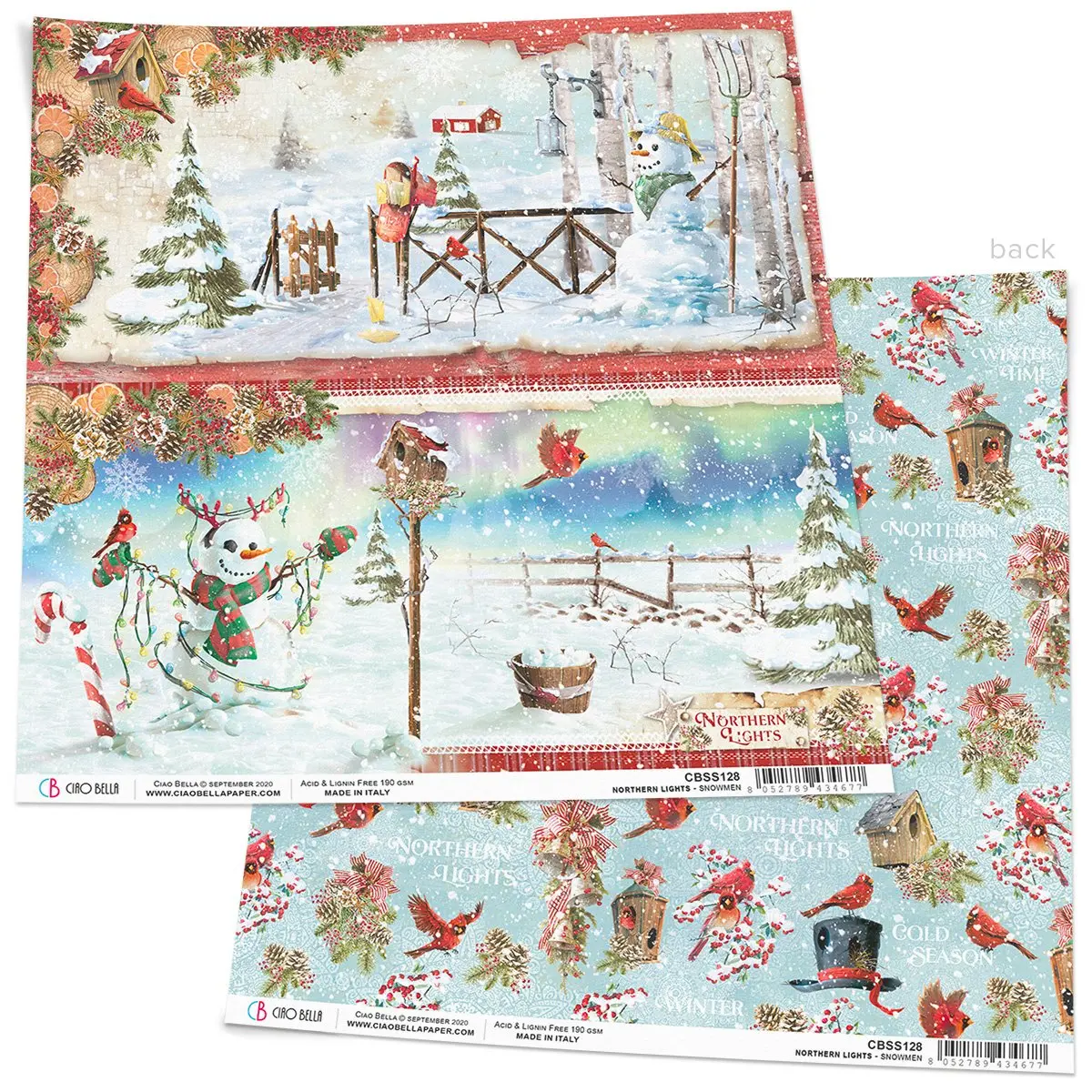 Ciao Bella Snowmen Paper Sheet 12"X12" 1 Sheet 1