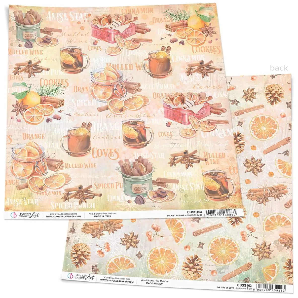 Ciao Bella Cinnamon & Co Paper Sheet 12"X12" 1 Sheet 1