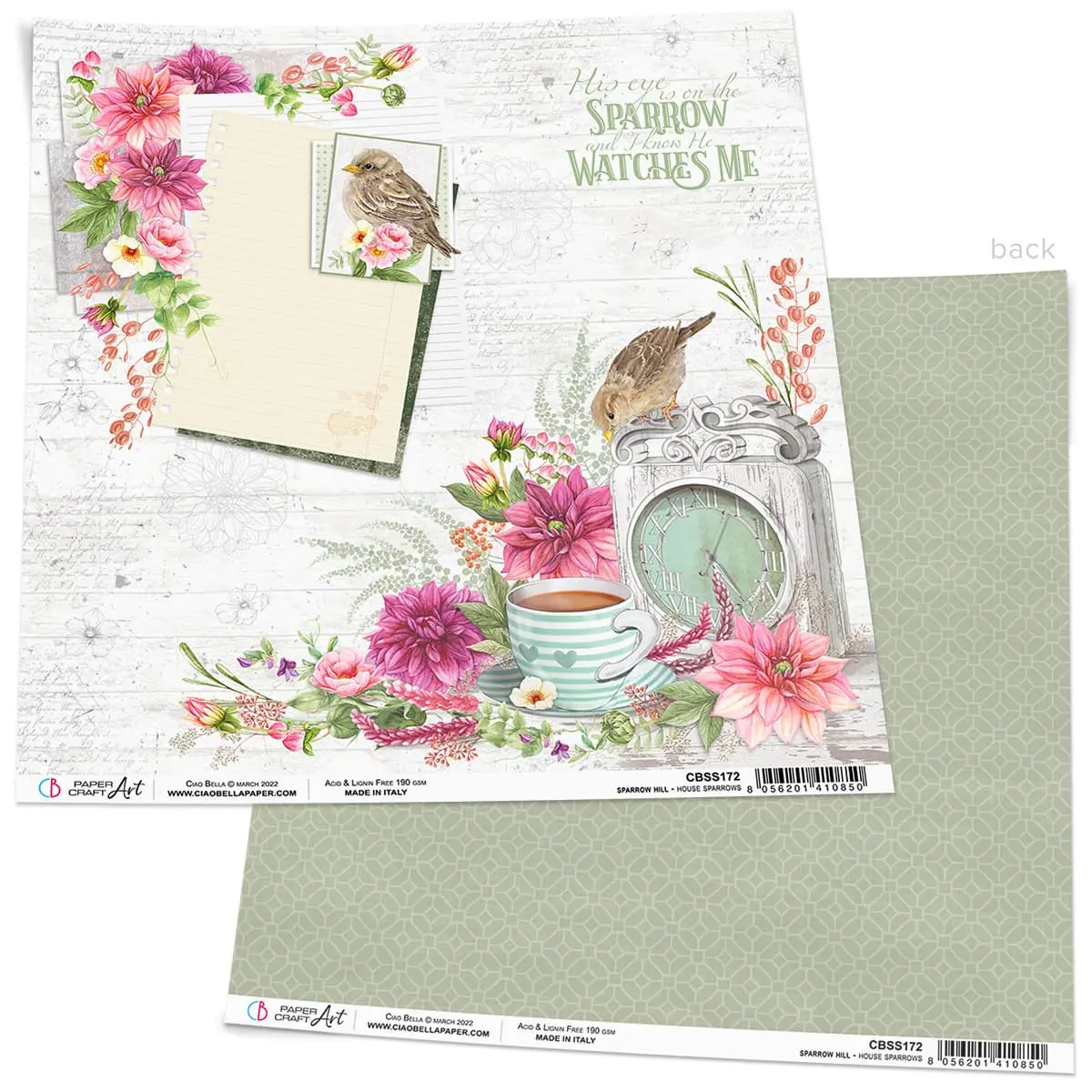 Ciao Bella House Sparrow Paper Sheet 12X12 1 Sheet 1