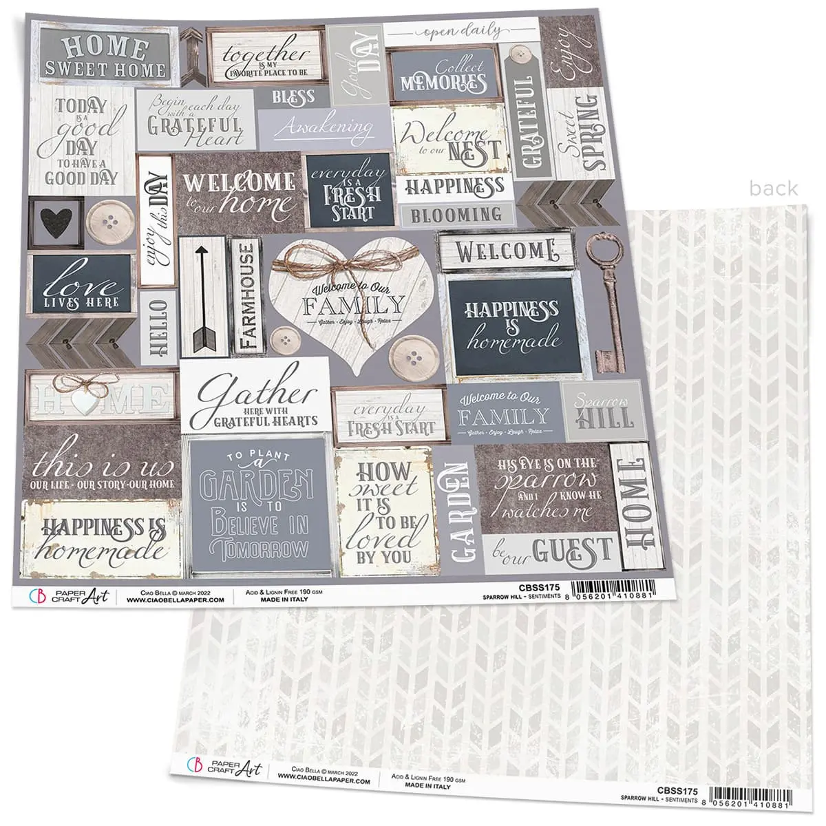 Ciao Bella Sentiments Paper Sheet 12X12 1 Sheet 1