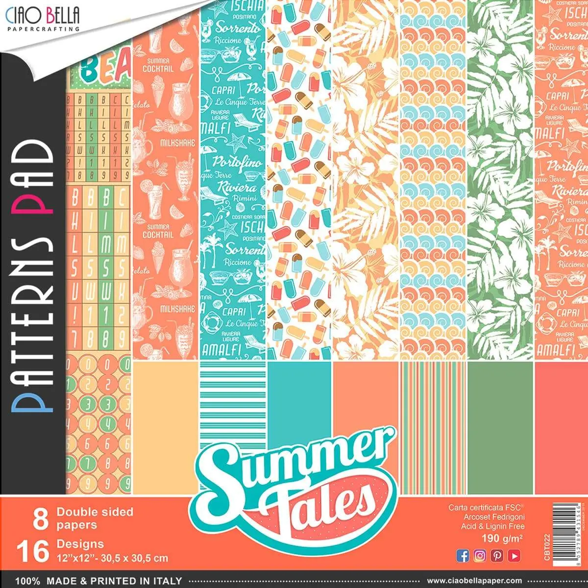 Ciao Bella Summer Tales Patterns Pad 12"X12" 8/Pkg 1