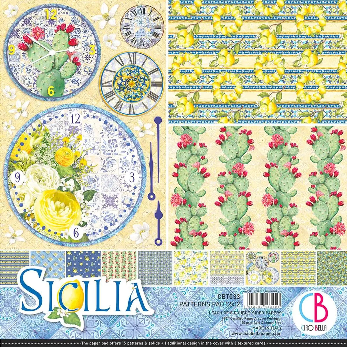 Ciao Bella Sicilia Patterns Pad 12"X12" 8/Pkg 1