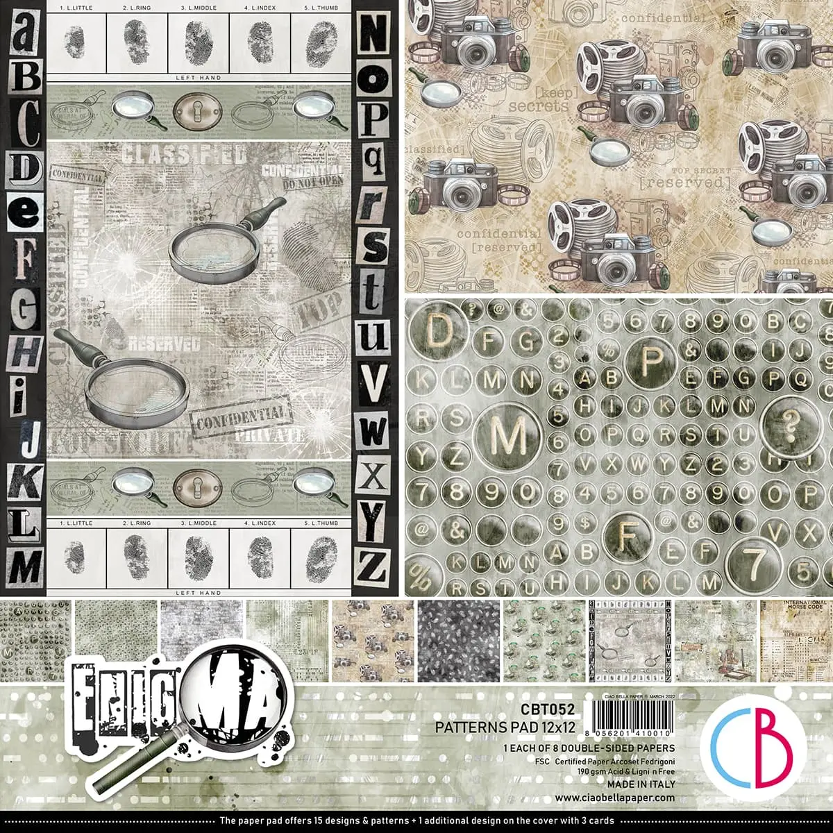 Ciao Bella Enigma Patterns Pad 12X12 8/Pkg 1