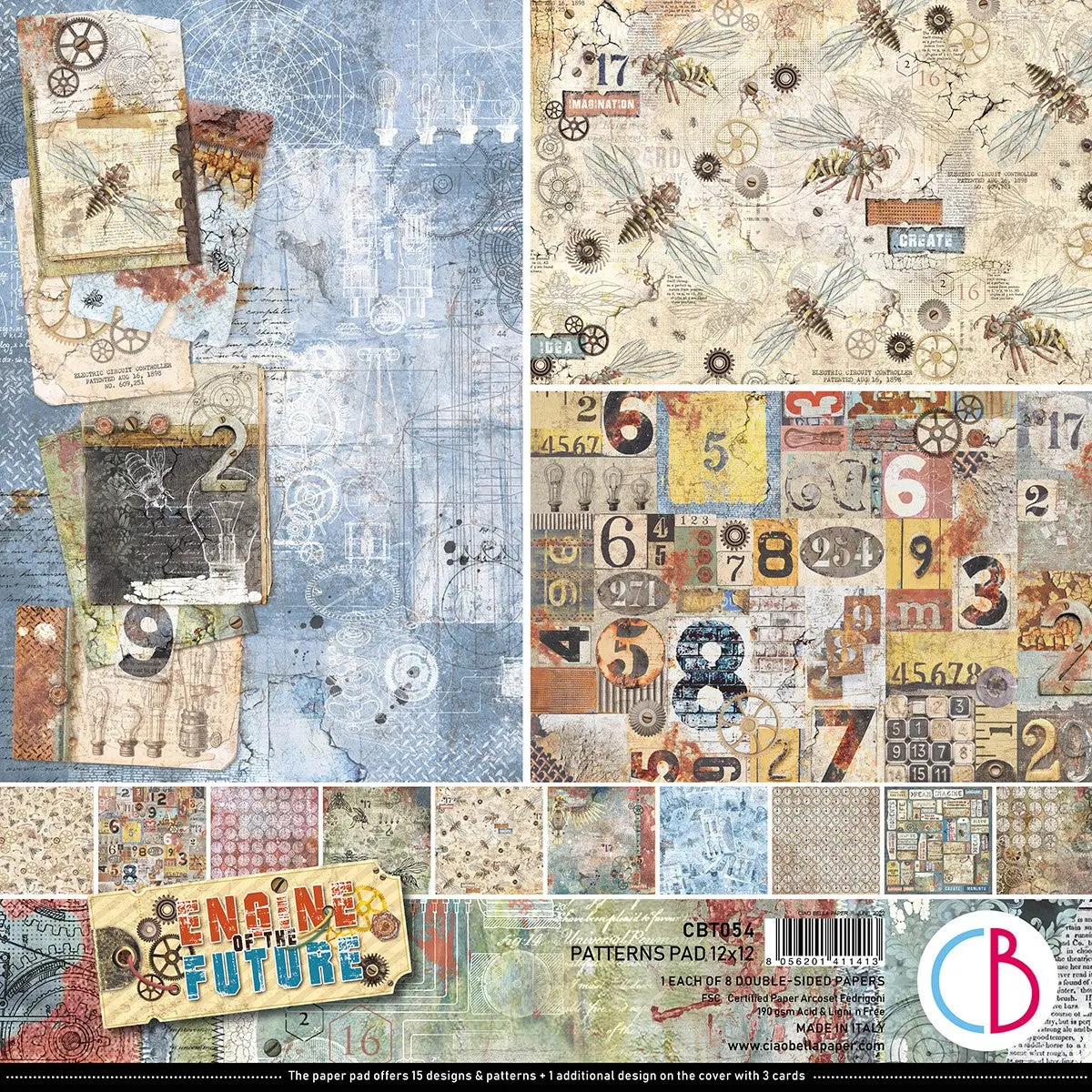 Ciao Bella Engine Of The Future Patterns Pad 12X12 8/Pkg 1