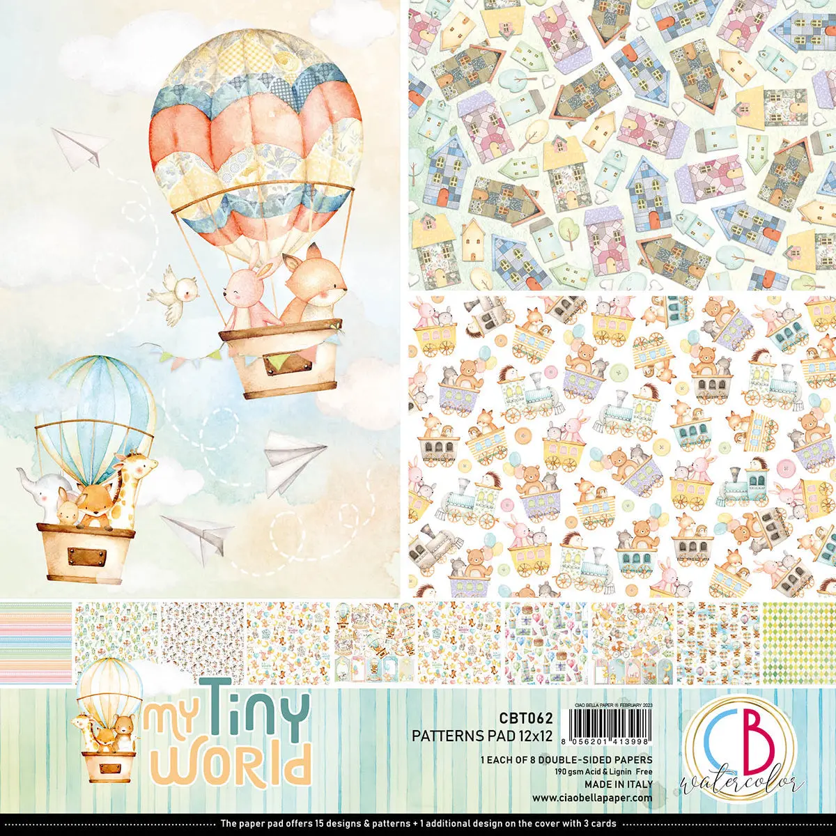 Ciao Bella My Tiny World Patterns Pad 12"X12" 8/Pkg 1
