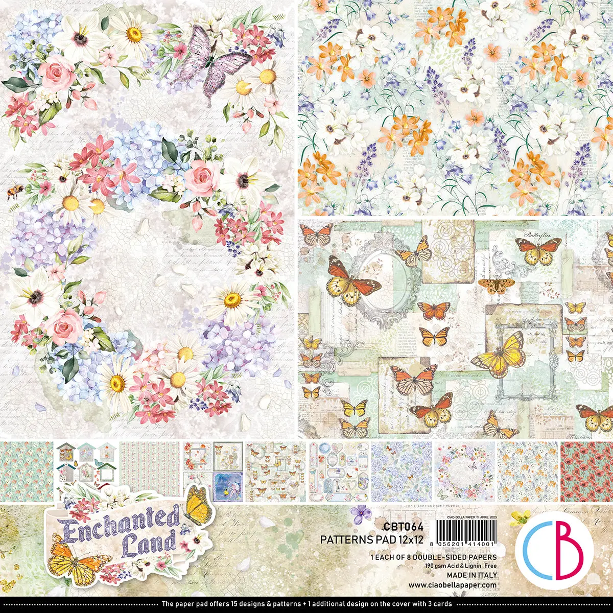 Ciao Bella Enchanted Land Patterns Pad 12"X12" 8/Pkg 1