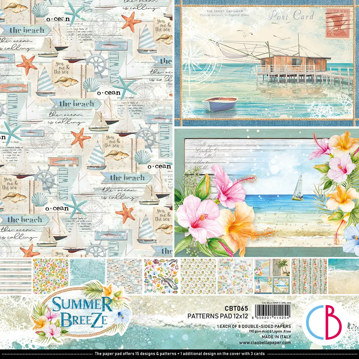 Ciao Bella Summer Breeze Patterns Pad 12"X12" 8/Pkg 1