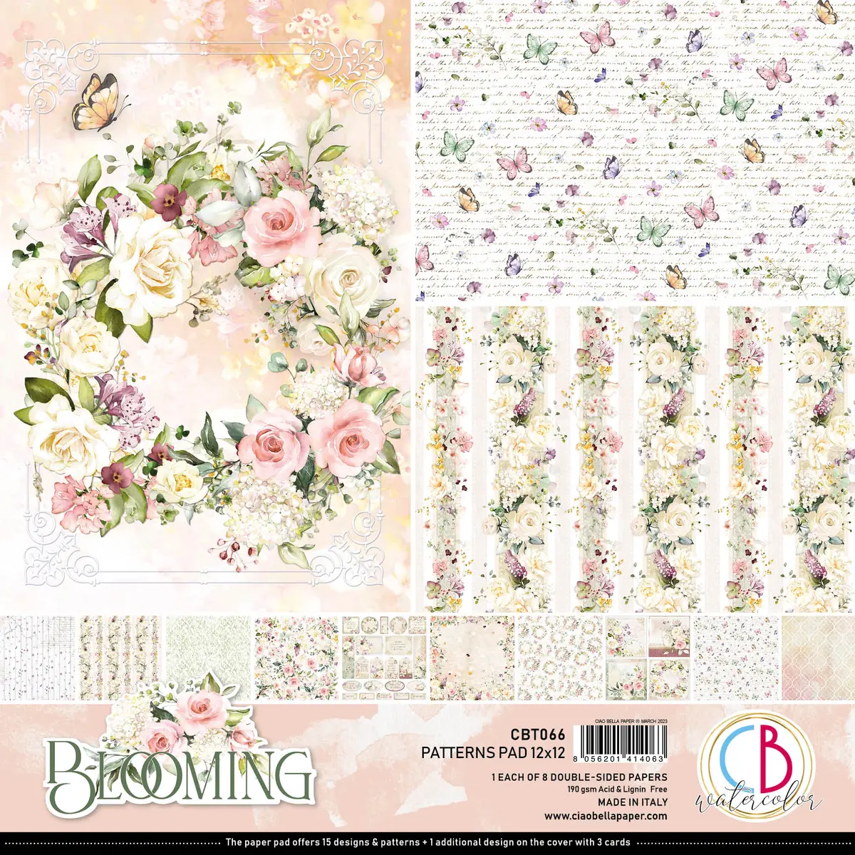 Ciao Bella Blooming Patterns Pad 12"X12" 8/Pkg 1