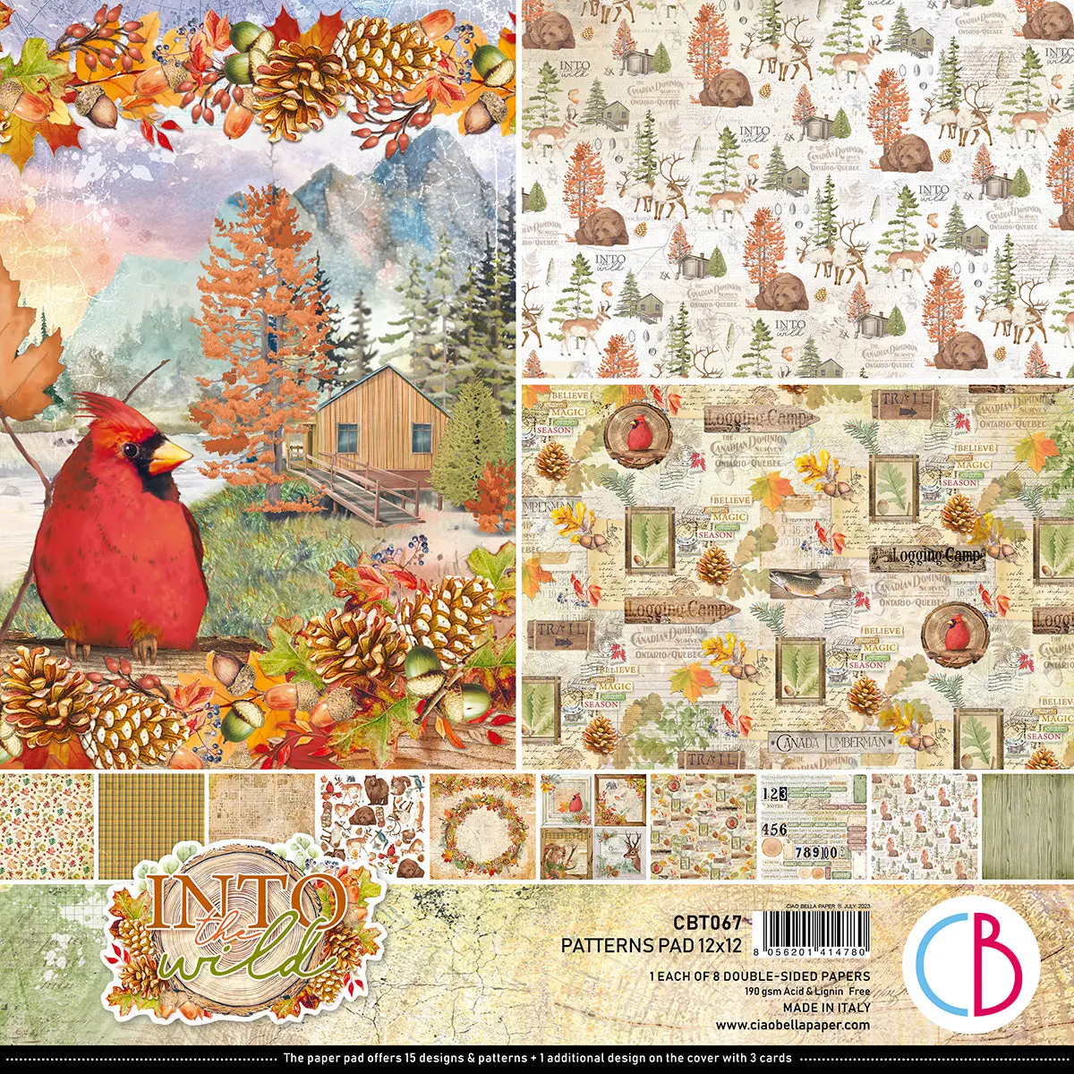 Ciao Bella Into The Wild  Patterns Pad 12"X12" 8/Pkg 1