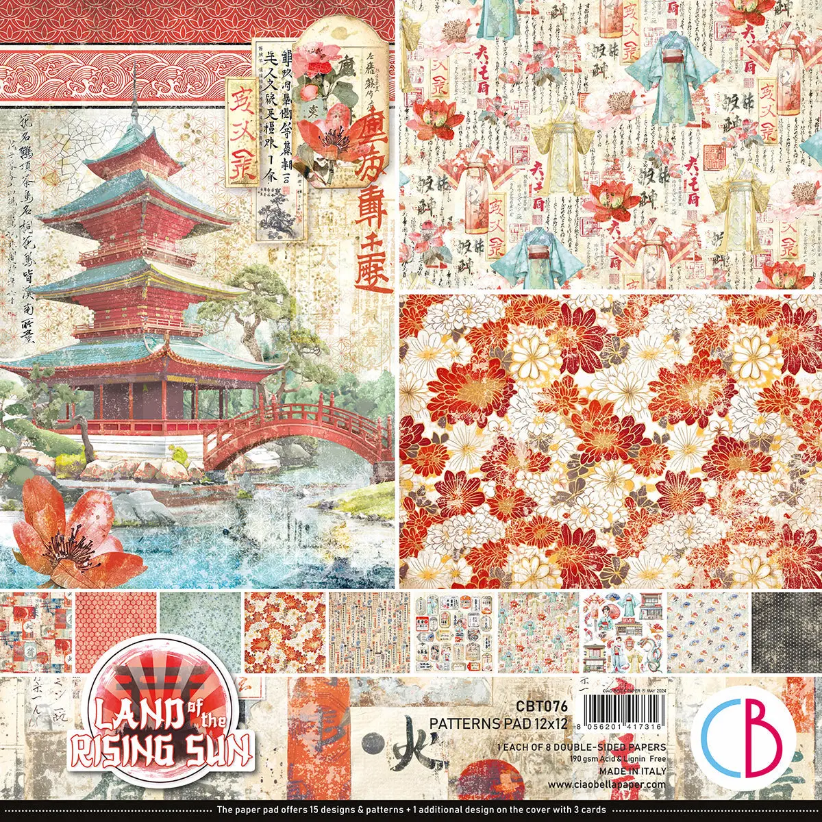 Land Of The Rising Sun Patterns Pad 12"X12" 8/Pkg 1