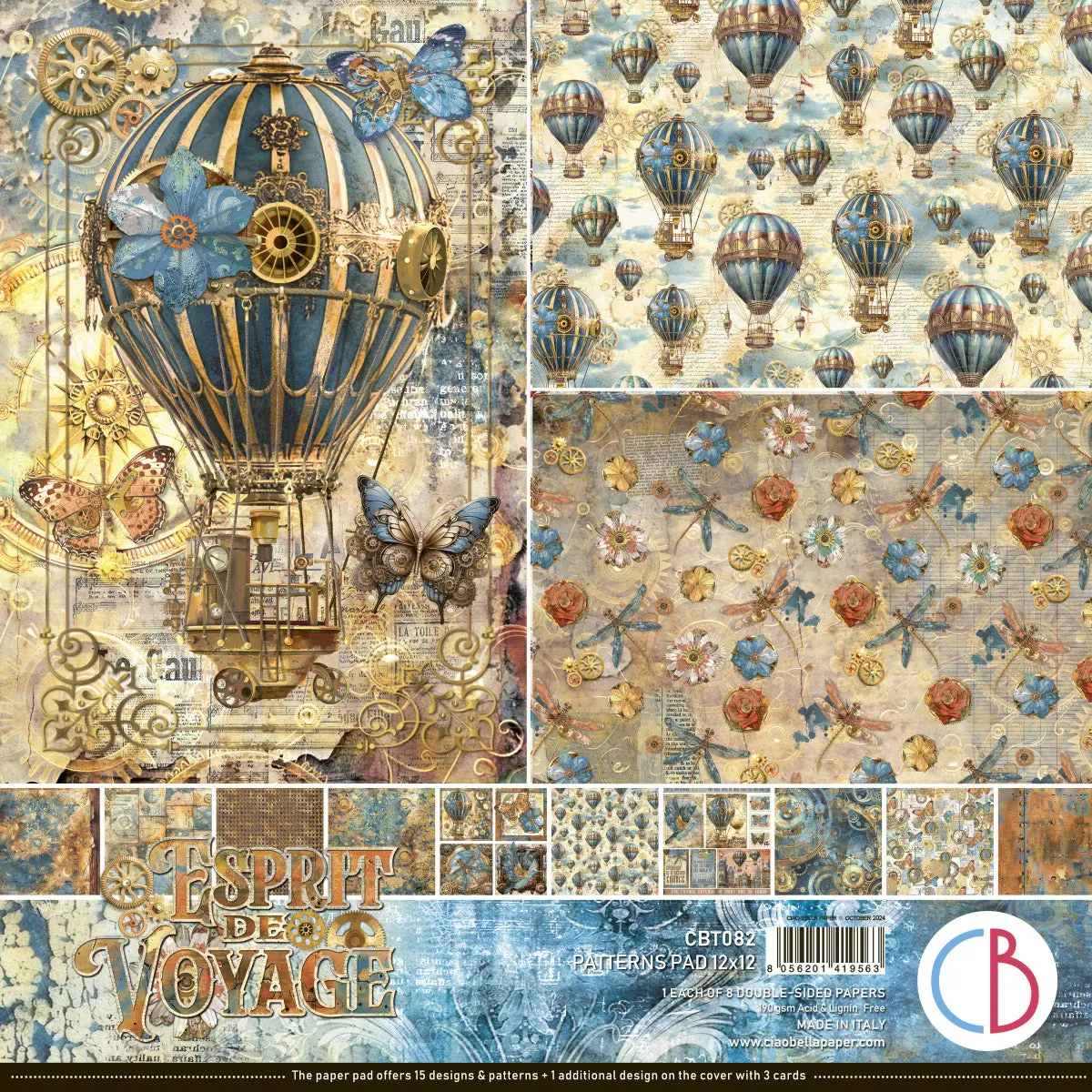 Esprit De Voyage Patterns Pad 12"X12" 8/Pkg 1