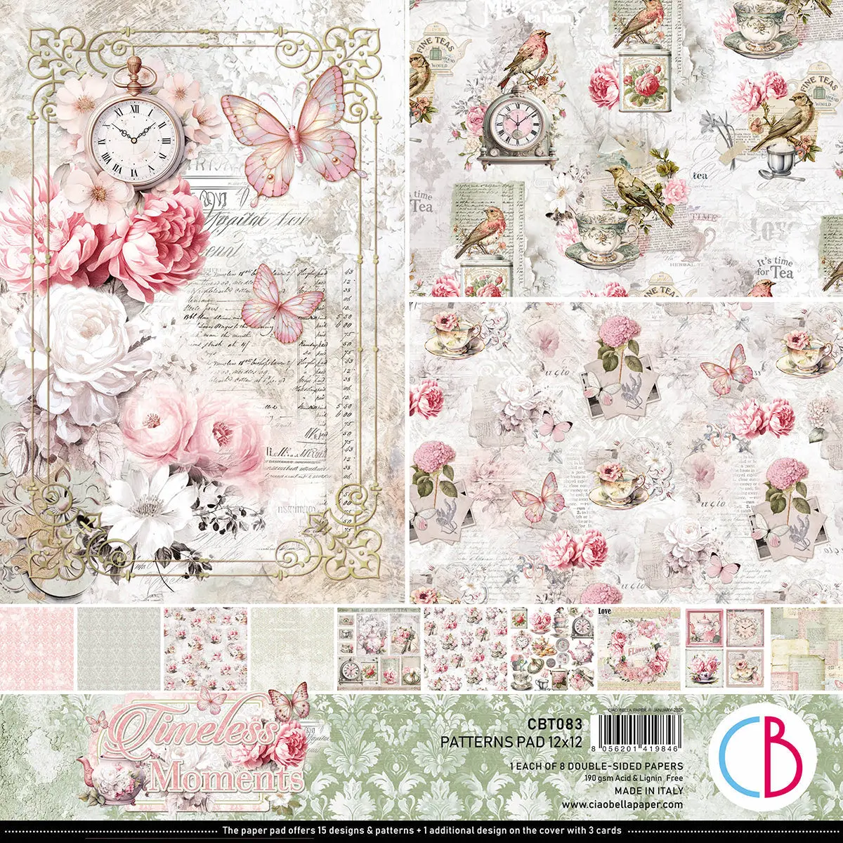 Timeless Moments  Patterns Pad 12"X12" 8/Pkg 1