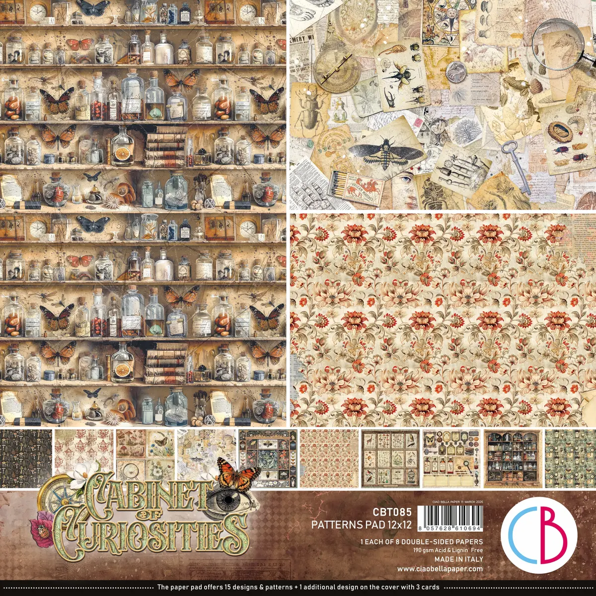 Cabinet Of Curiosities Patterns Pad 12"X12" 8/Pkg 1