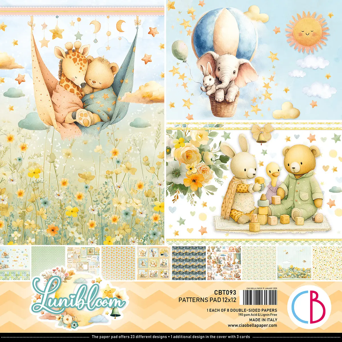 Lunibloom Patterns Pad 12"X12" 8/Pkg 1