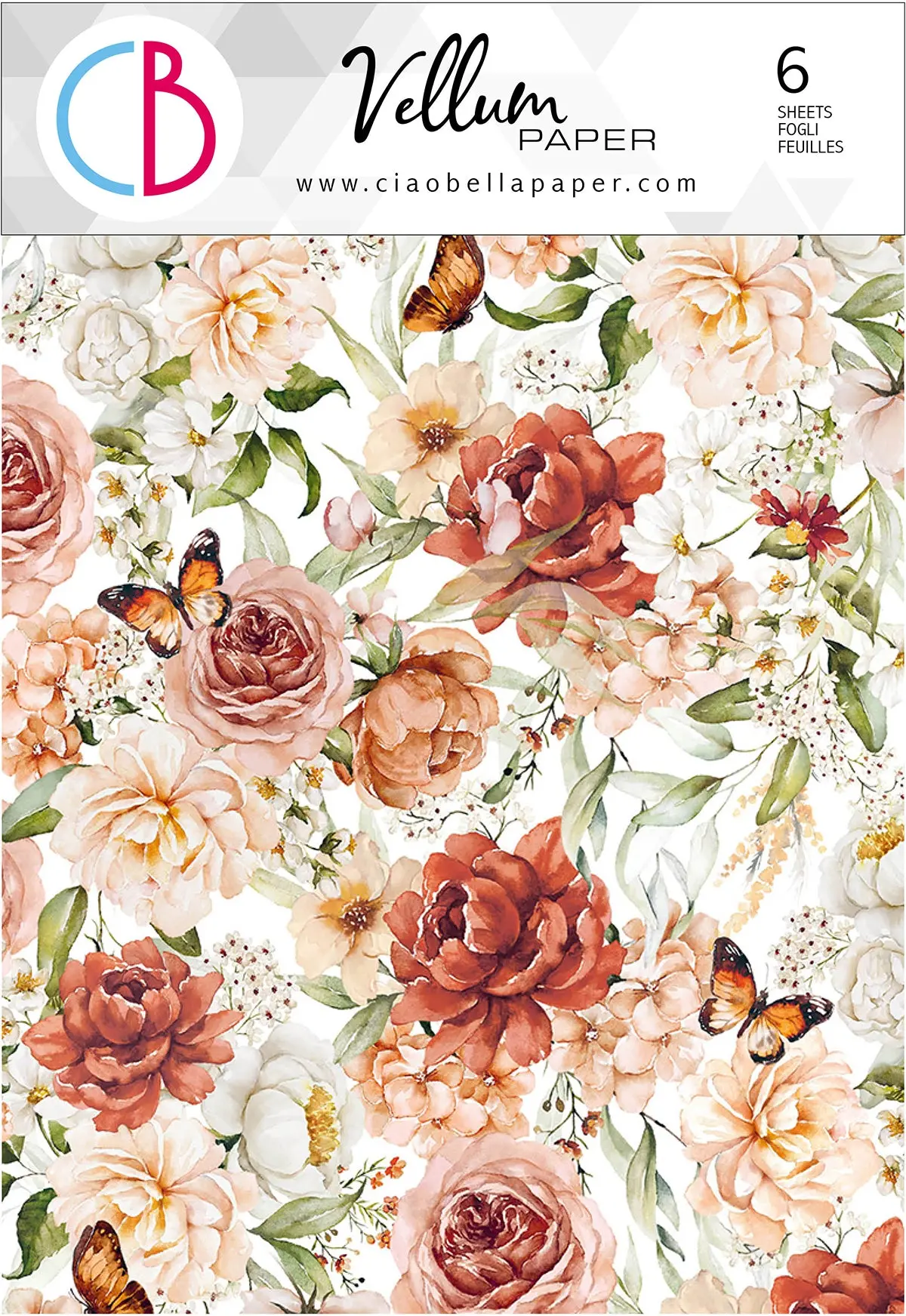 Ciao Bella Vellum Reign Of Grace Paper Patterns A4 6/Pkg 1