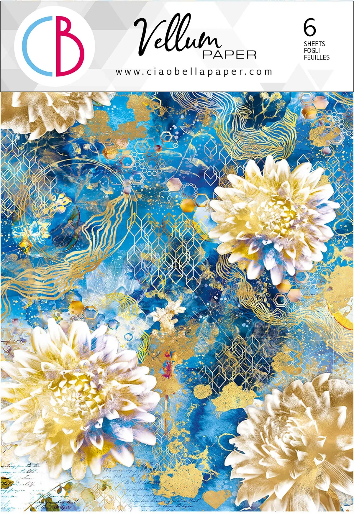Ciao Bella Vellum Indigo Paper Patterns A4 6/Pkg 1
