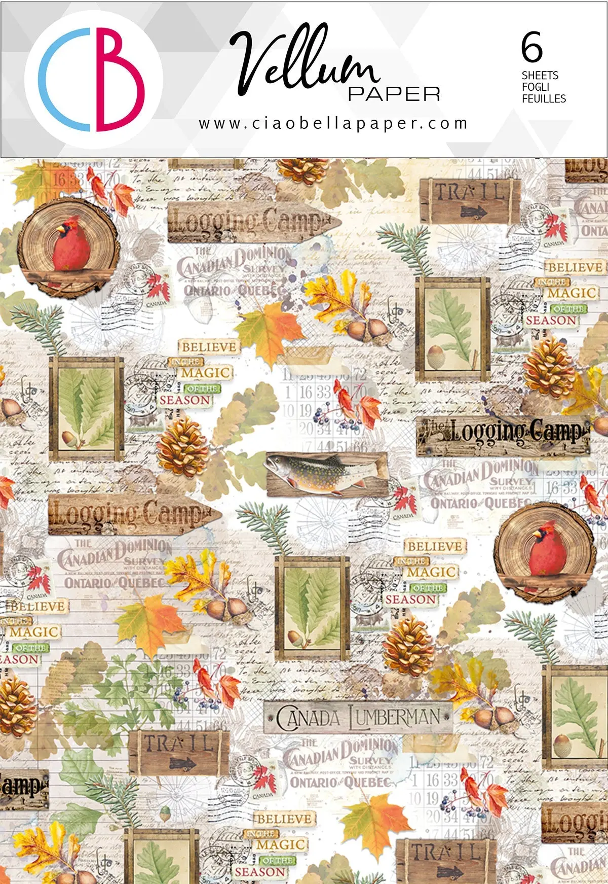 Ciao Bella Vellum Into The Wild Paper Patterns A4 6/Pkg 1