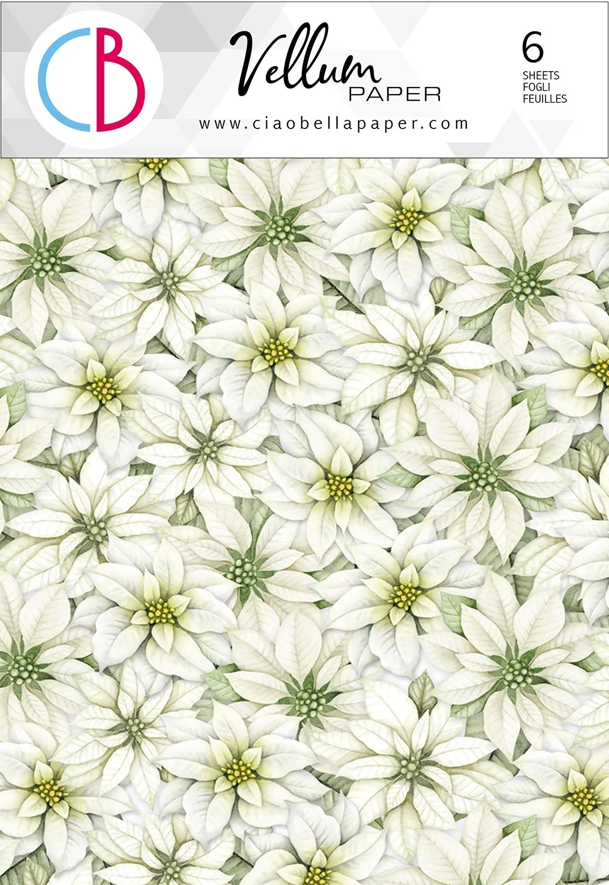 Ciao Bella Vellum Sparkling Christmas Paper Patterns A4 6/Pkg 1