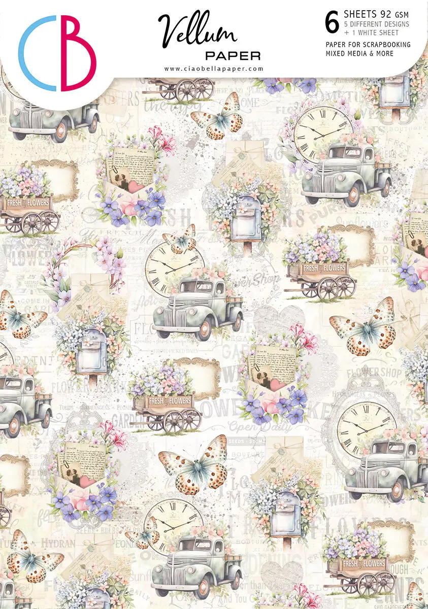 Vellum Flower Shop Paper Patterns A4 6/Pkg 1