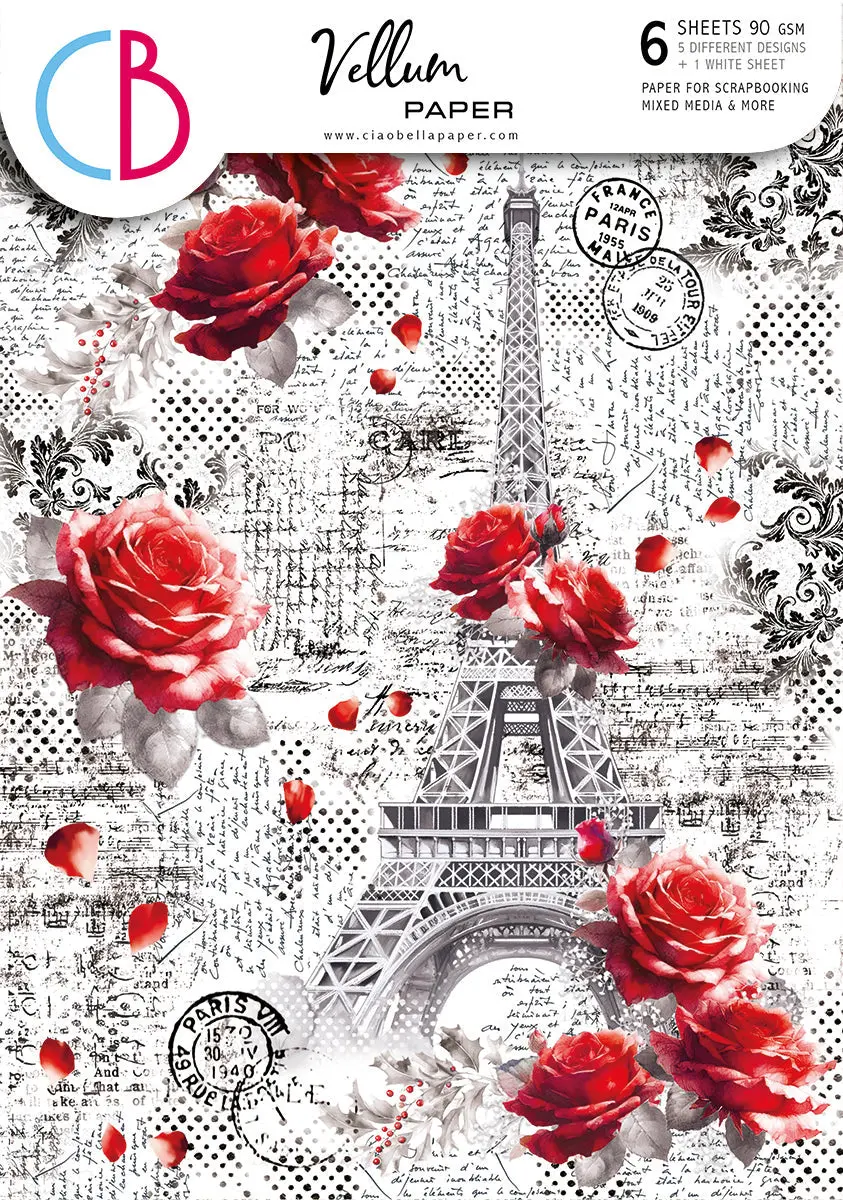 Vellum Paris Je T’Aime Paper Patterns A4 6/Pkg 1