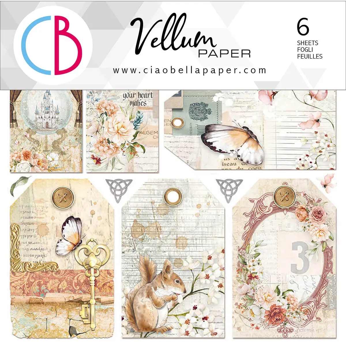 Ciao Bella Vellum Reign Of Grace Fussy Cut 6"X6" 6/Pkg 1