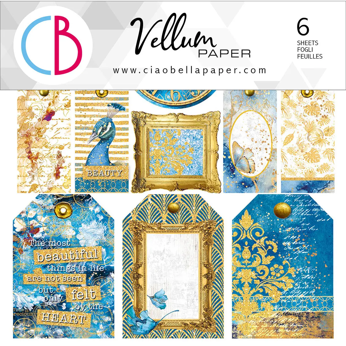 Ciao Bella Vellum Indigo Fussy Cut 6"X6" 6/Pkg 1