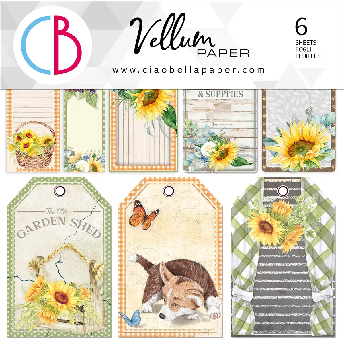 Ciao Bella Vellum Farmhouse Garden Fussy Cut 6"X6" 6/Pkg 1