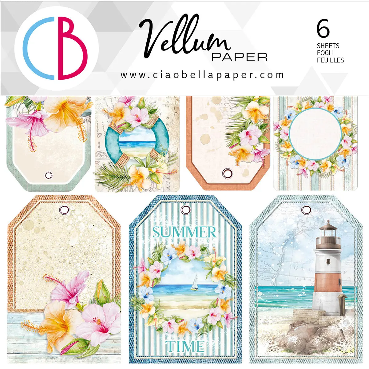 Ciao Bella Vellum Summer Breeze Fussy Cut 6"X6" 6/Pkg 1