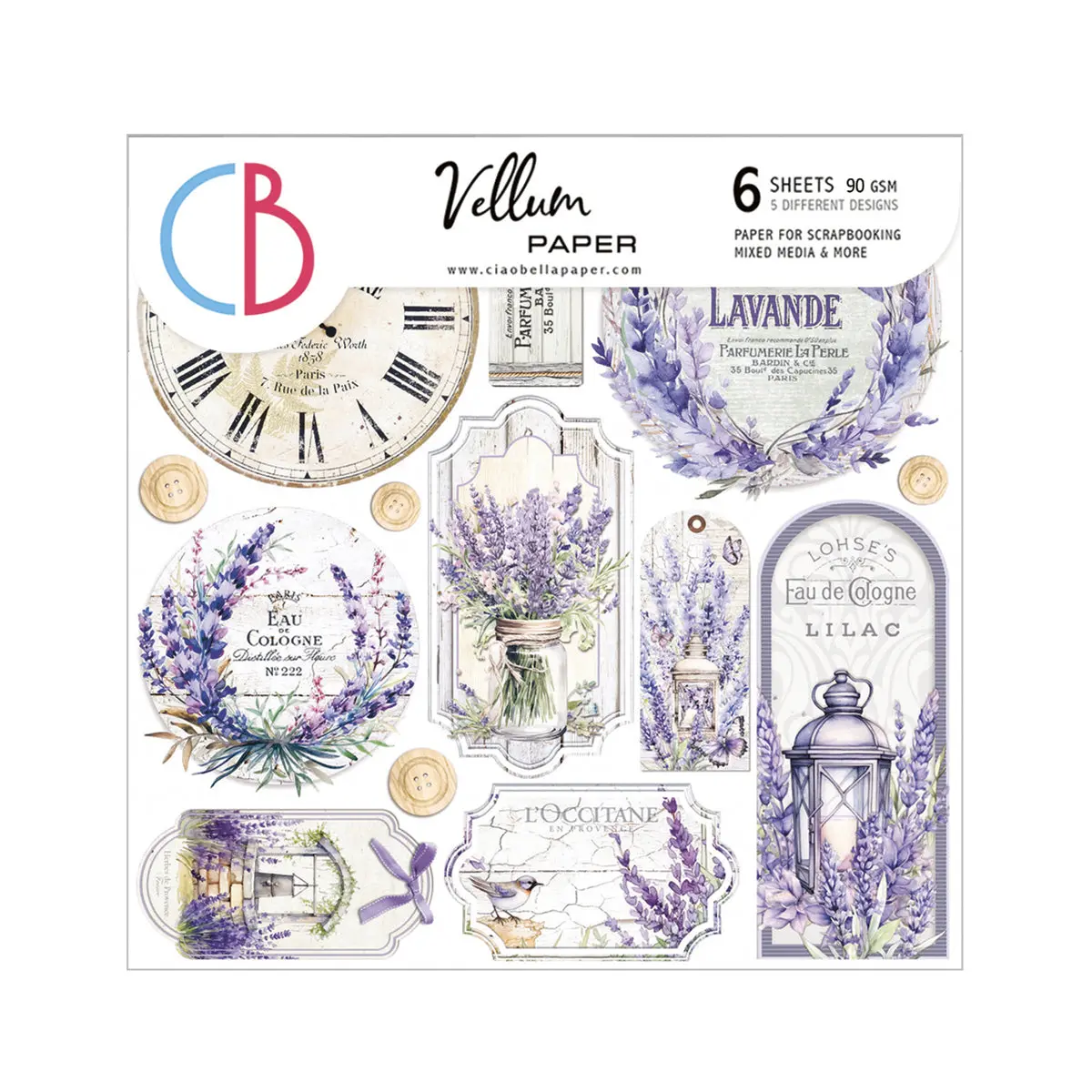 Vellum Morning In Provence Fussy Cut 6"X6" 6/Pkg 1