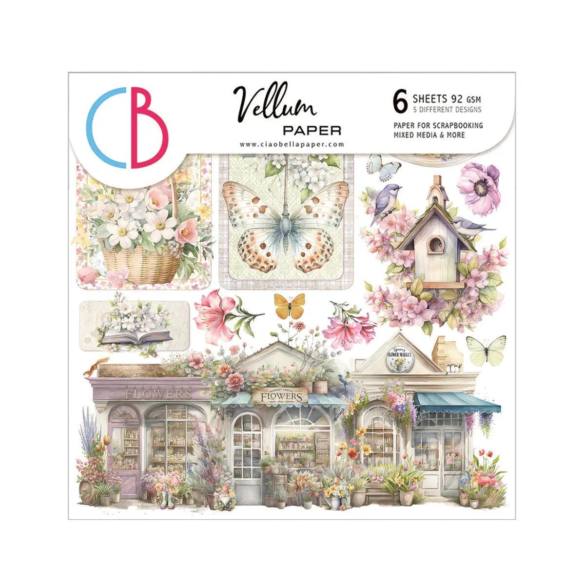 Vellum Flower Shop Fussy Cut 6"X6" 6/Pkg 1
