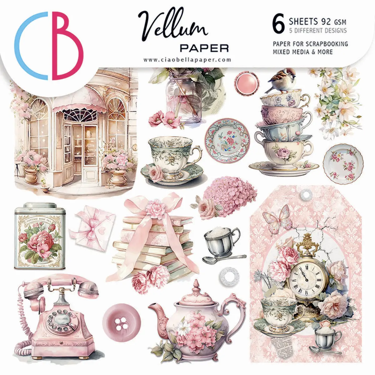 Vellum Timeless Memories Fussy Cut 6"X6" 6/Pkg 1