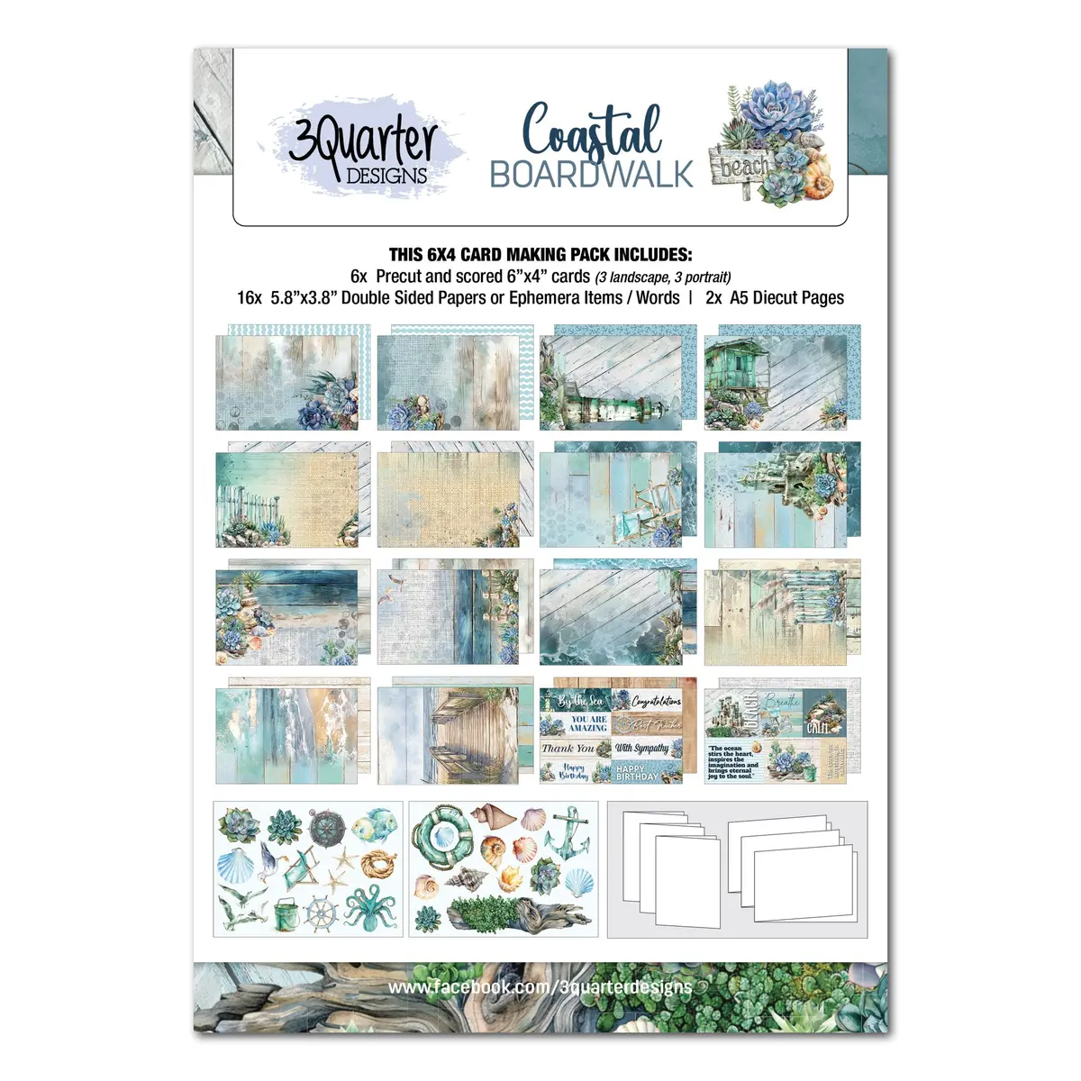 3Quarter Designs Coastal Boardwalk 6X4 Card Pack 1