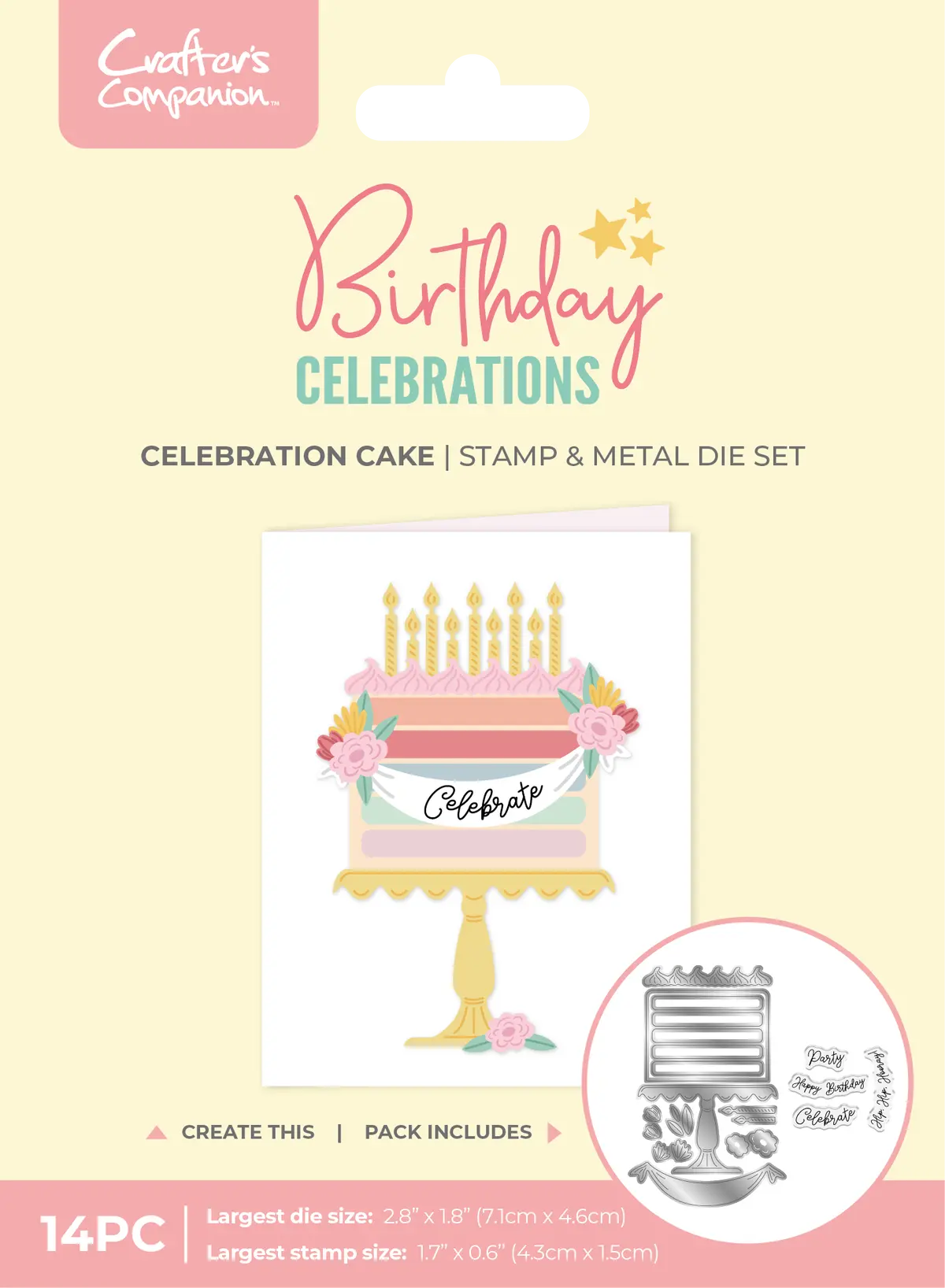 Crafter's Companion Birthday Celebrations Photopolymer Stamp & Die - Celebration Cake 1