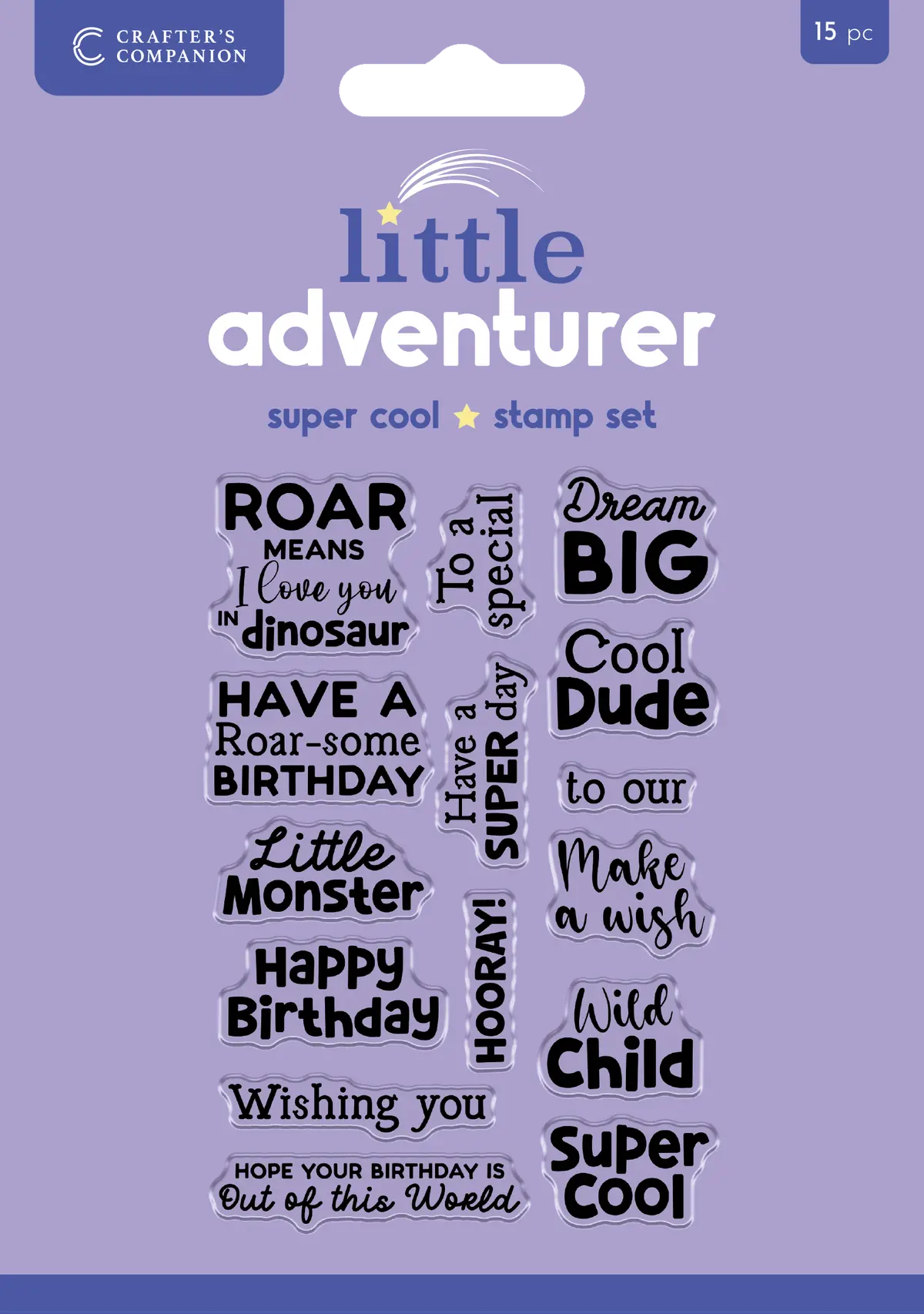 Crafters Companion Clear Acrylic Stamp Set - Super Cool Sentiments 1