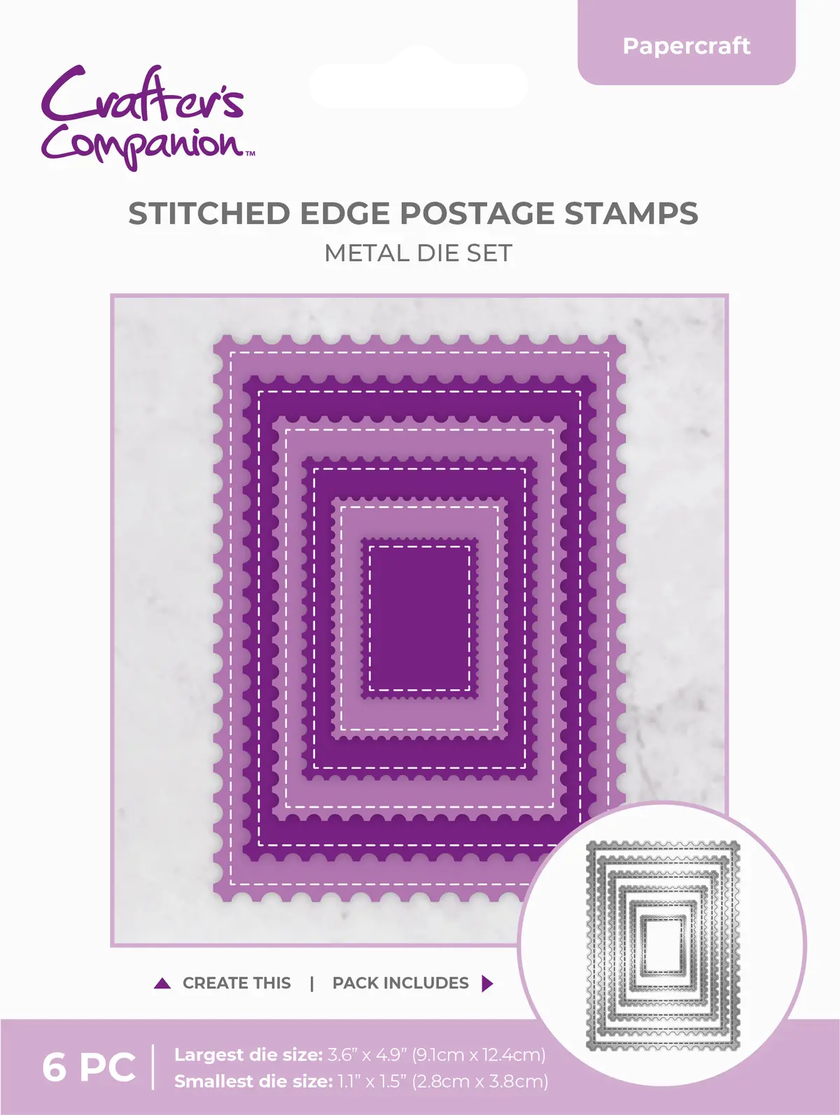 Crafter's Companion Metal Die - Stitched Edge Postage Stamps 1
