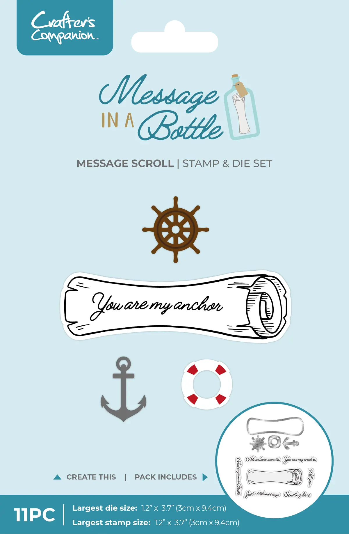 Crafter's Companion Message In A Bottle Stamp & Die – Message Scroll 1