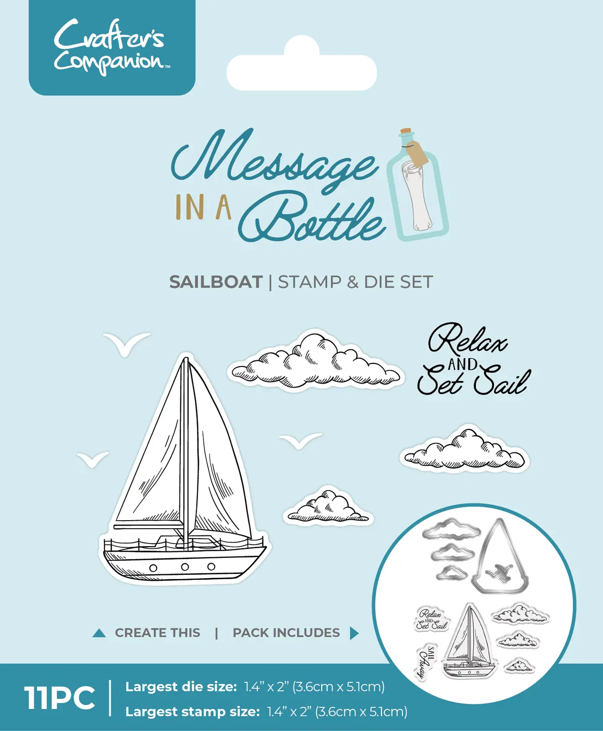 Crafter's Companion Message In A Bottle Stamp & Die – Sailboat 1