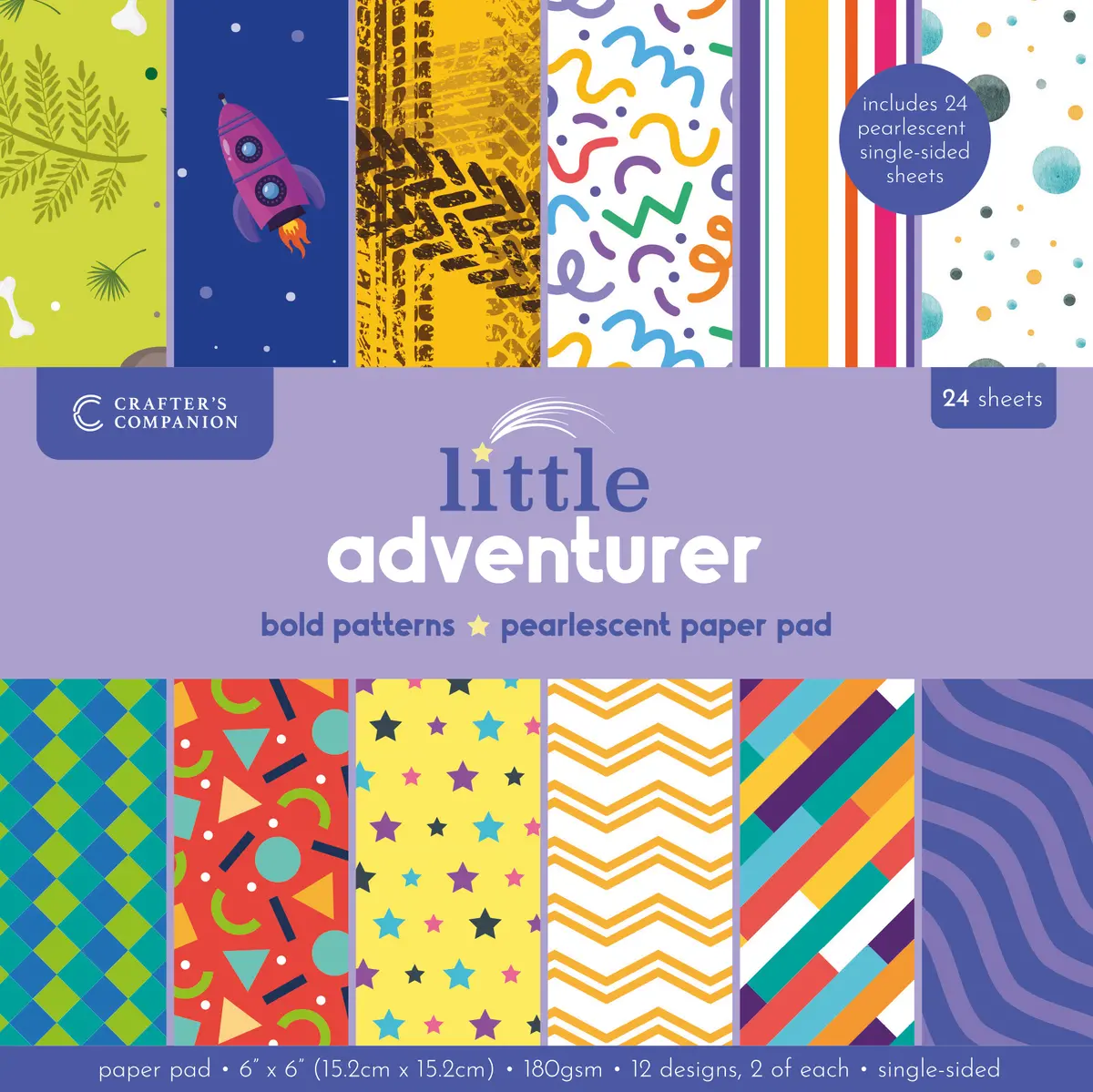 Crafters Companion 6” X 6” Paper Pad - Bold Patterns 1