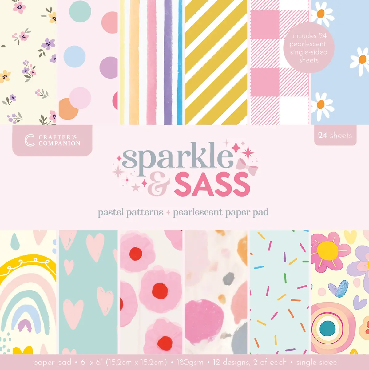 Crafters Companion 6” X 6” Paper Pad - Pastel Patterns 1