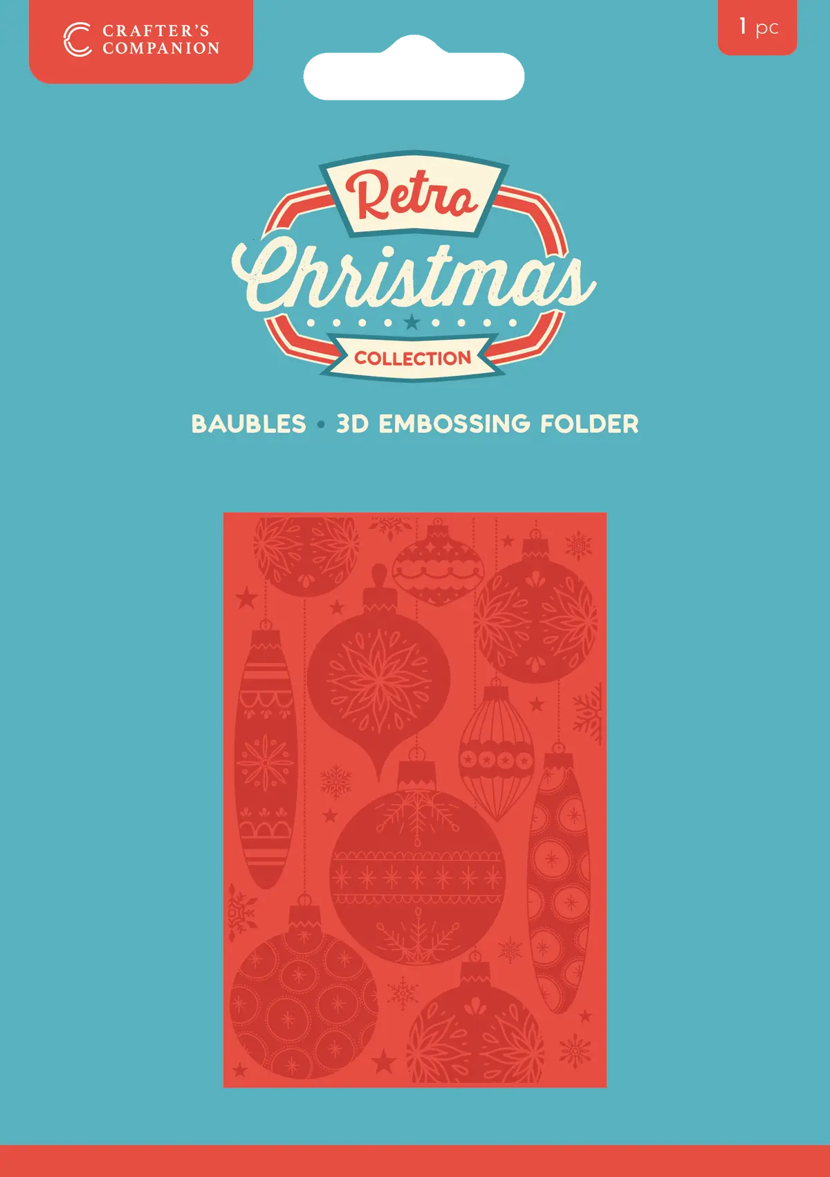 Crafter's Companion Retro Christmas Collection 6"X4" 3D Embossing Folder - Baubles 1