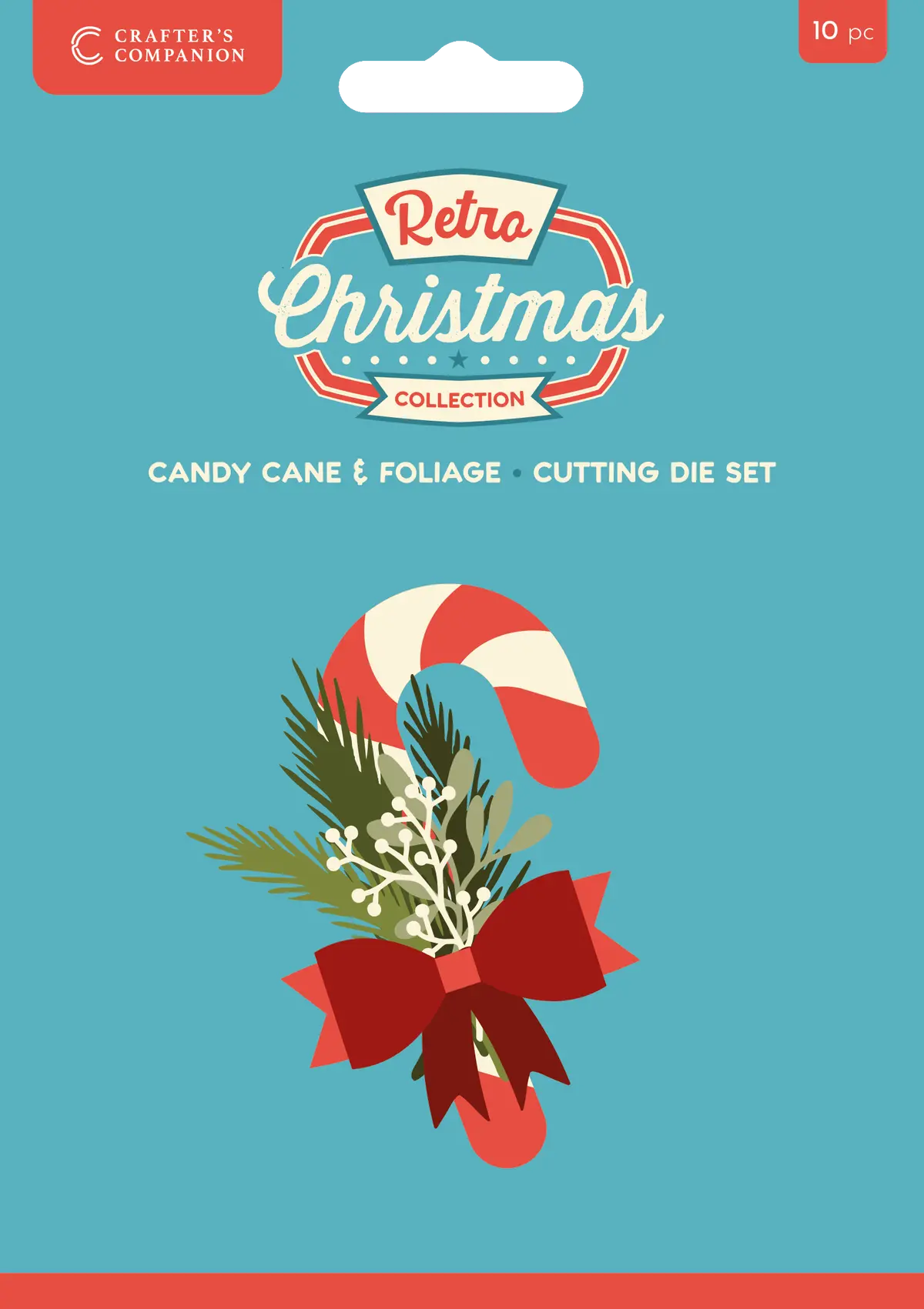 Crafter's Companion Retro Christmas Collection Metal Die Set - Candy Cane & Foilage 1