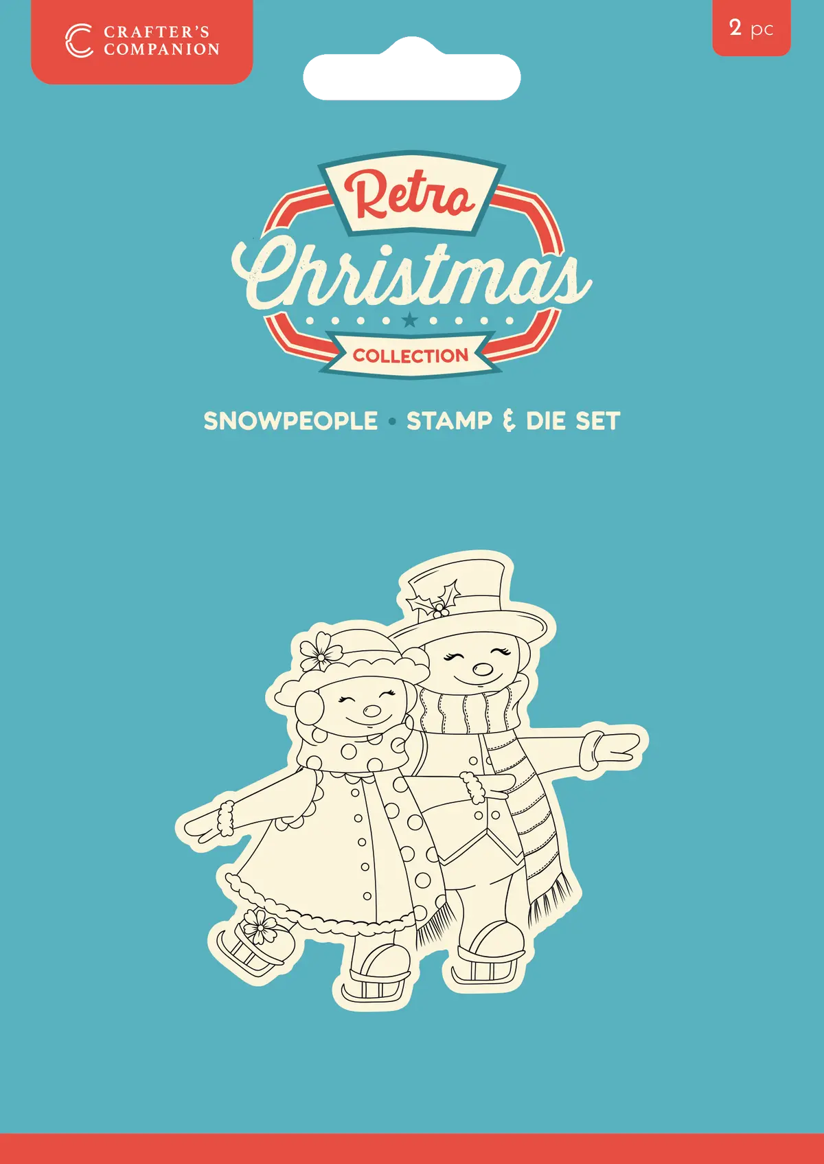 Crafter's Companion Retro Christmas Collection Stamp & Die Set - Snowpeople 1