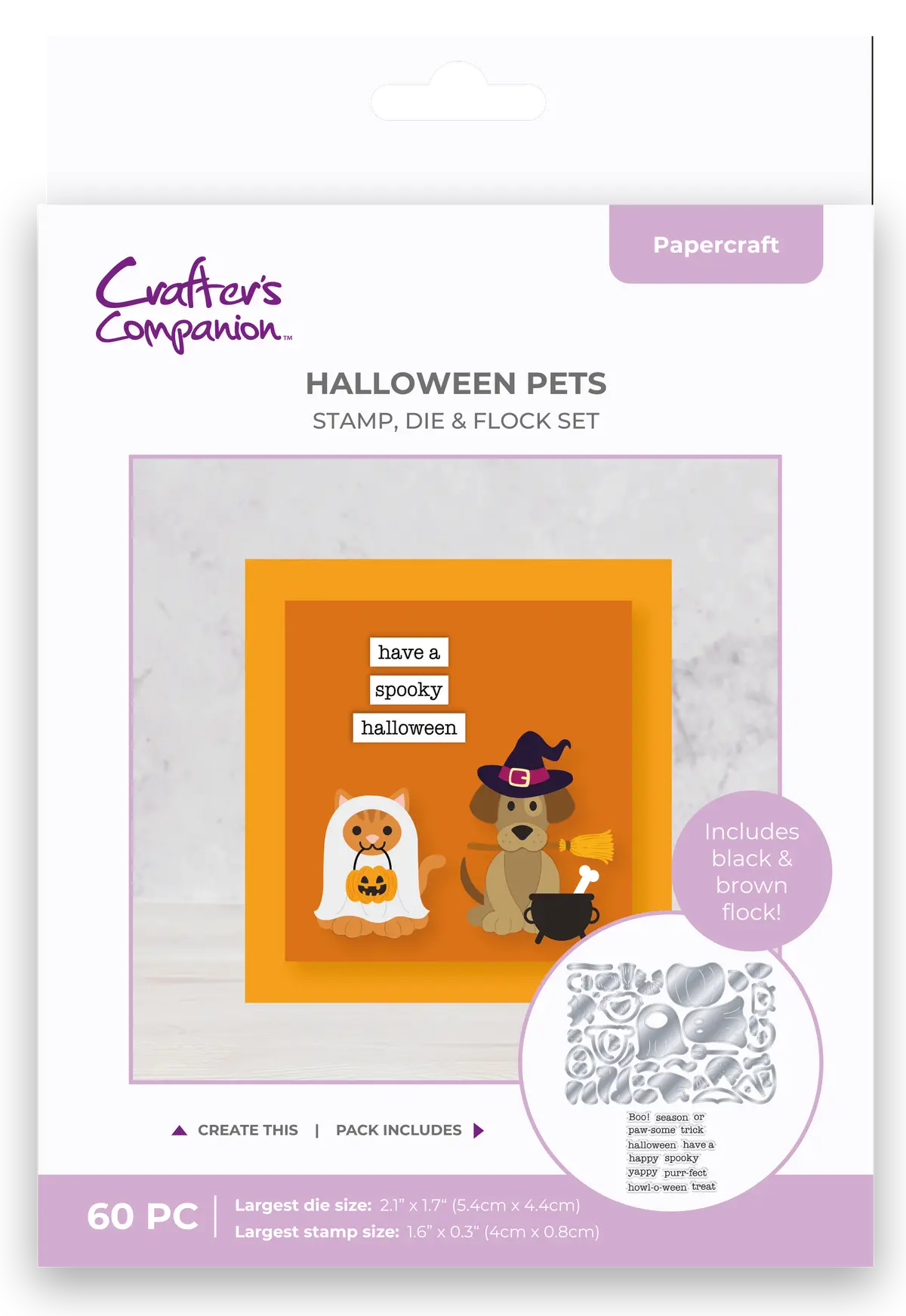 Crafter's Companion Stamp, Die & Flock - Halloween Pets 1